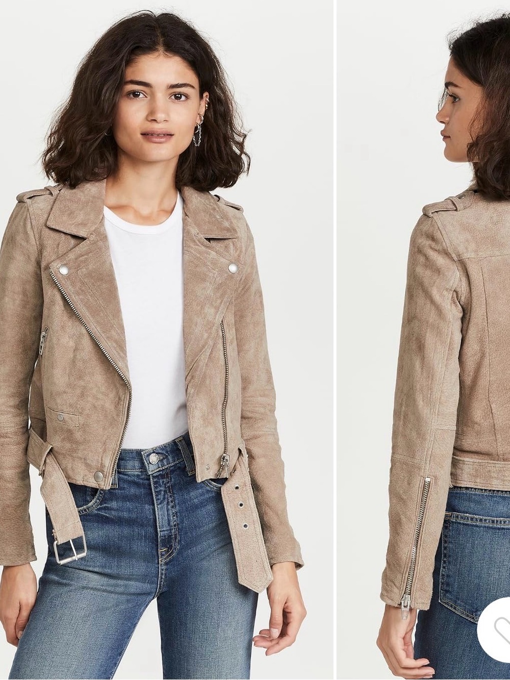 Blank NYC Taupe Suede Moto Jacket